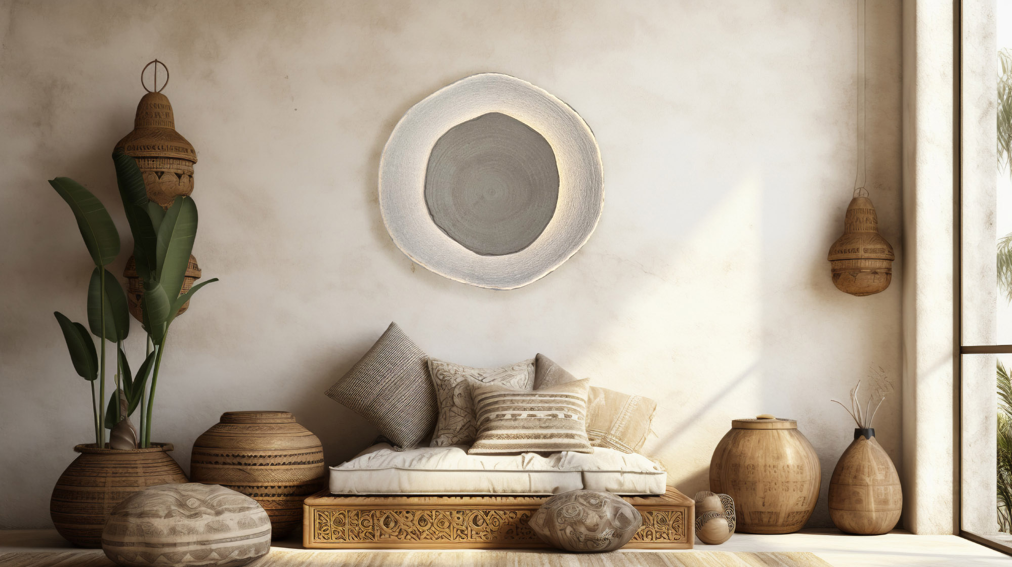 Applique Mika in cemento - Vista frontale design essenziale