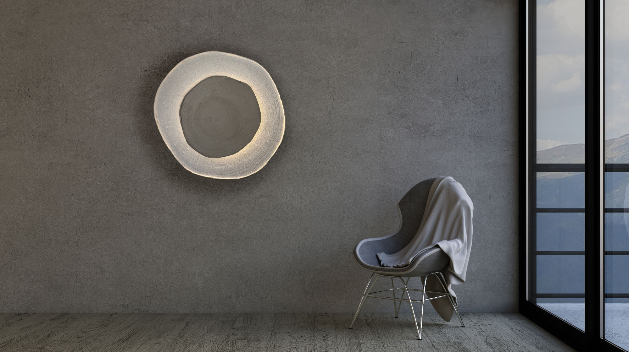 Applique Mika in cemento grigio per arredamento d’interni