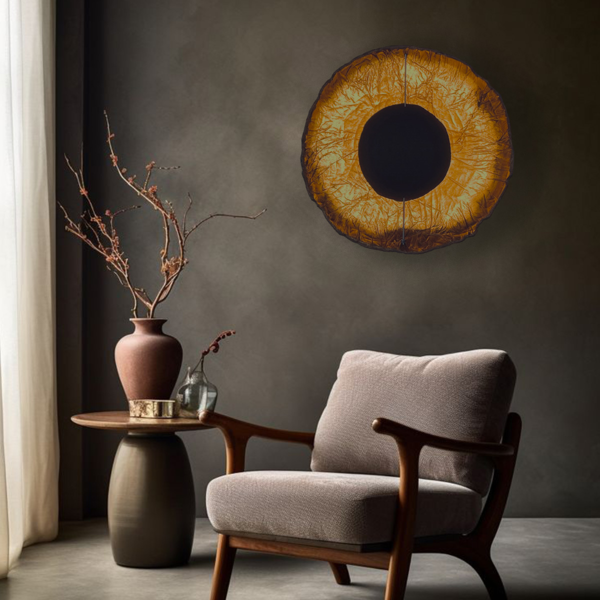 Applique Waki in cemento - Vista frontale design essenziale