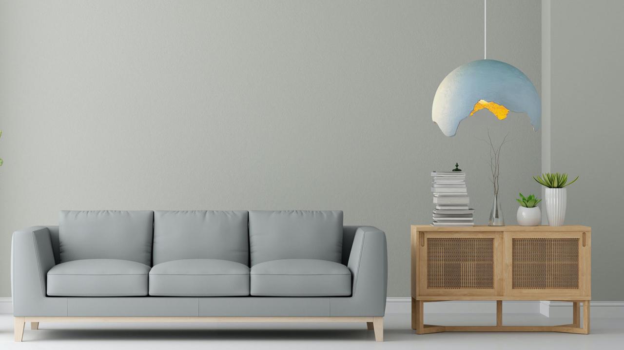 Lampada da appoggio Lakota in cemento bianco - Design minimalista